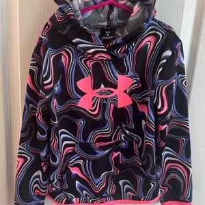Under Armour Girls Black and Pink Swirl Hoodie